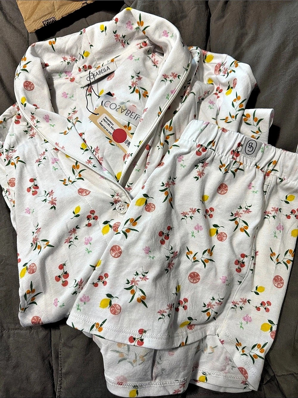 Cosabella Fruti Del Sole Short Sleeve and Short Pajama Set Pajama Set White &